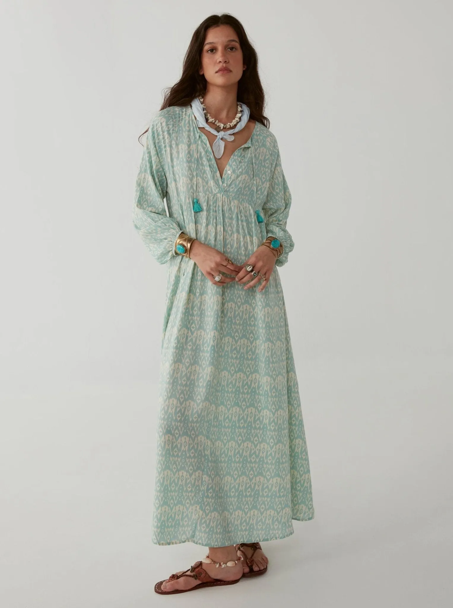 Maria Dress - Ikat Illes Ice Blue